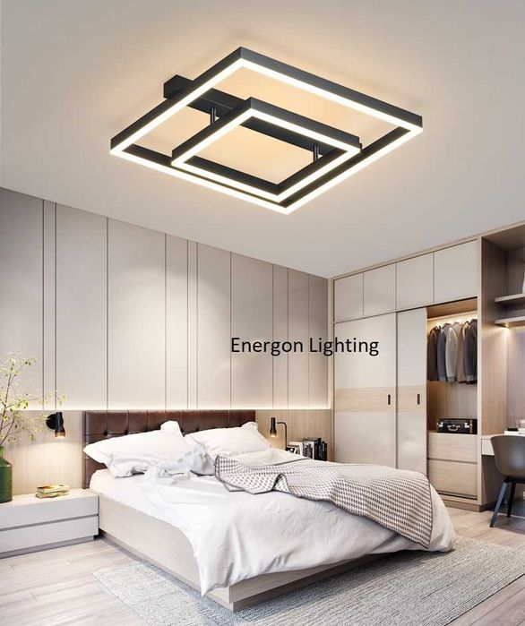 Луксозна LED лампа висок клас плафон  три цвята квадрат спалня хол дет