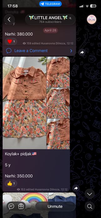 Online ‘’Bolalar kiyim dokoni’’ sotiladi. Tovar bilan birga!