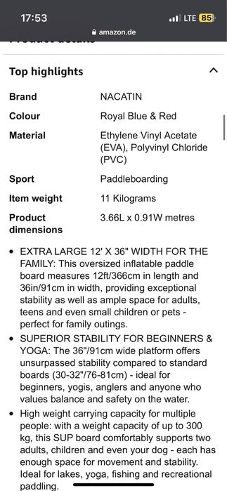SUP board Nacatin