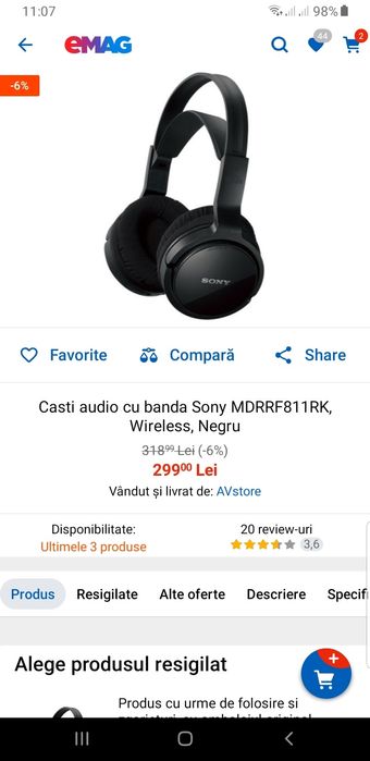 Casti wireless Sony RF810R