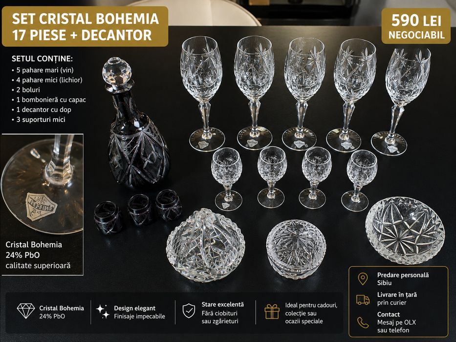 Pahare cristal bohemia 24
