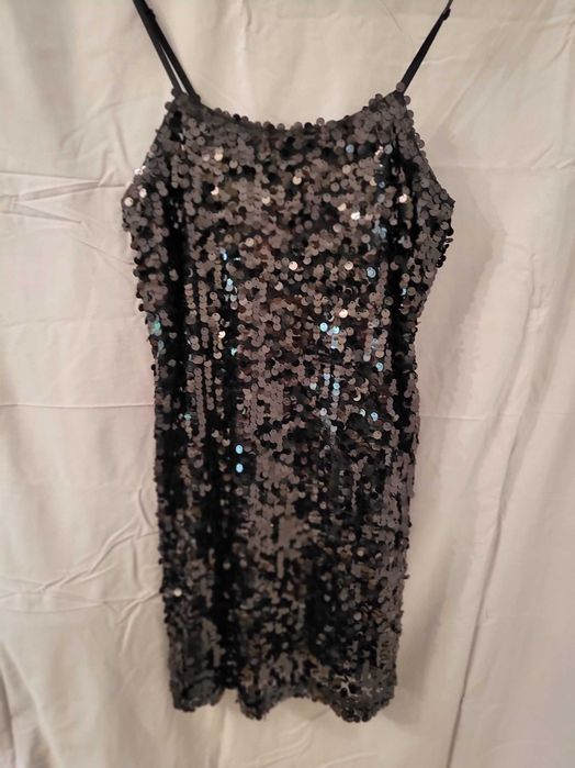 rochie mini paiete negre, eleganta, club, noua, M-L