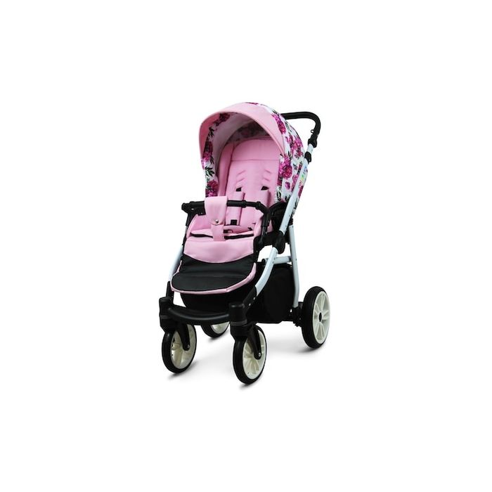 Carucior bebelusi 3in1 BabyLUX COLORLUX WHITE ,scaun auto,roz/alb.