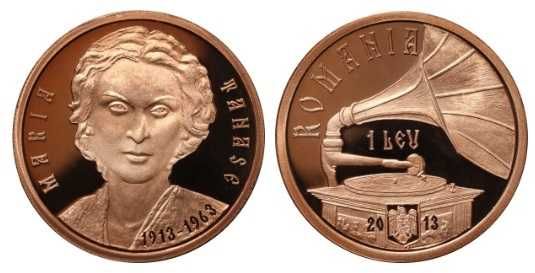 Moneda BNR 1 Leu tombac Maria Tanase gradata NGC PF 69 UC