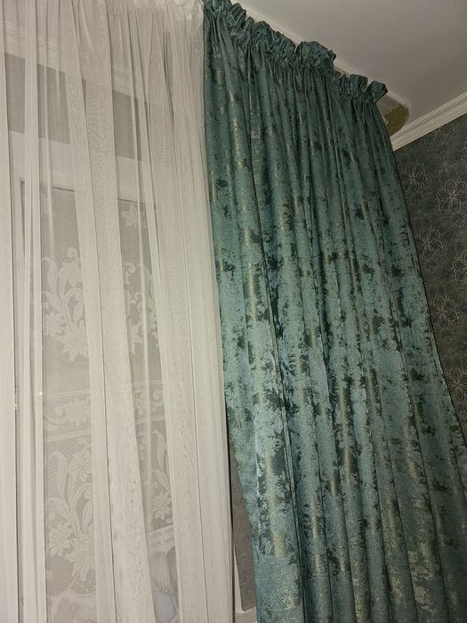 Продам шторы цвет мрамор с тюлем