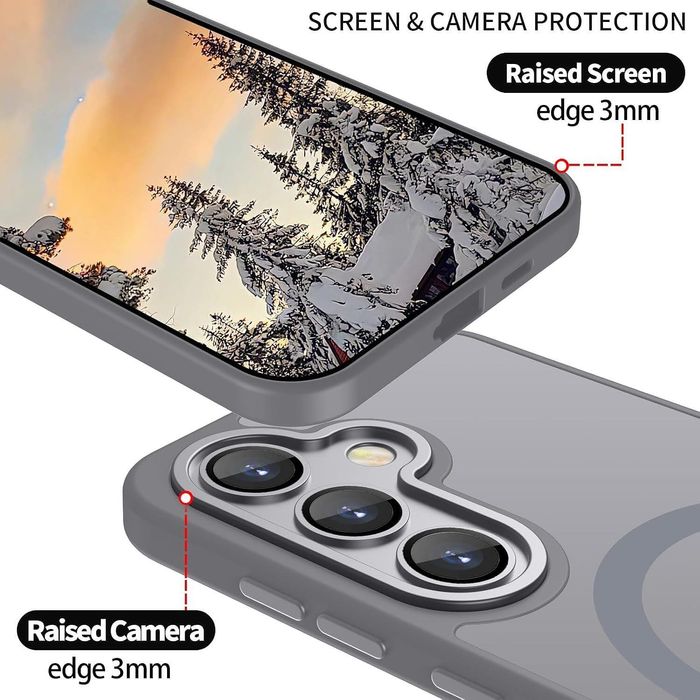 Матов magsafe кейс за samsung galaxy s26 - титаниево сив - със защита