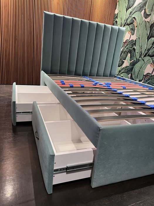 Легло с матрак и чекмеджета 140/200 плюш цвят мента