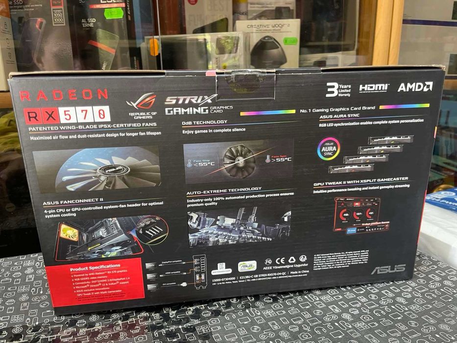 Видеокарта ASUS ROG Strix Radeon RX 570 4G Gaming и Radeon RX 580