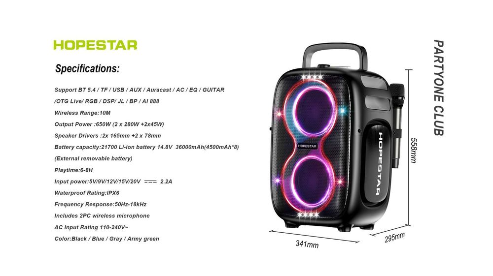 Hopestar partyone club 650  Boxa portabila