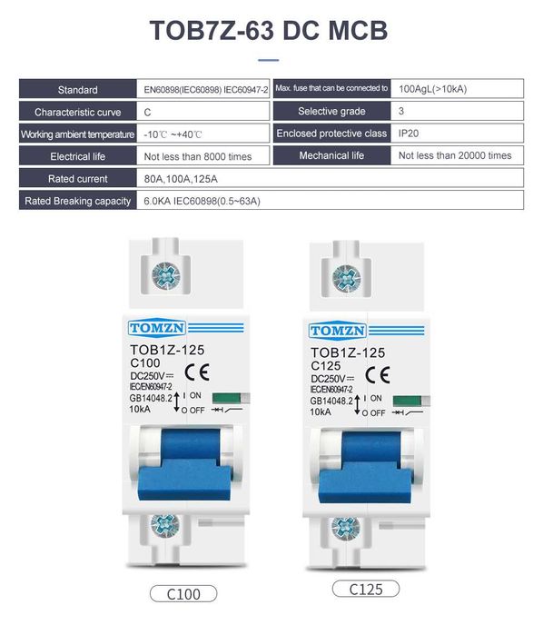 1P 80A 100A 125A DC предпазител