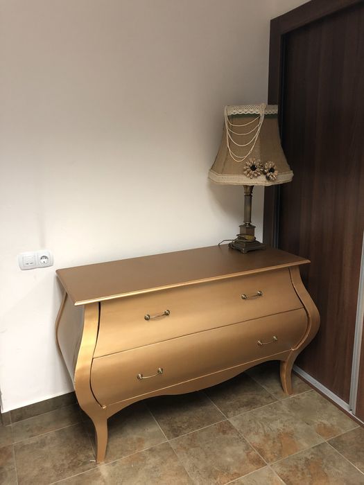 Comodă stil clasic – Auriu satinat – 2 sertare – Design elegant