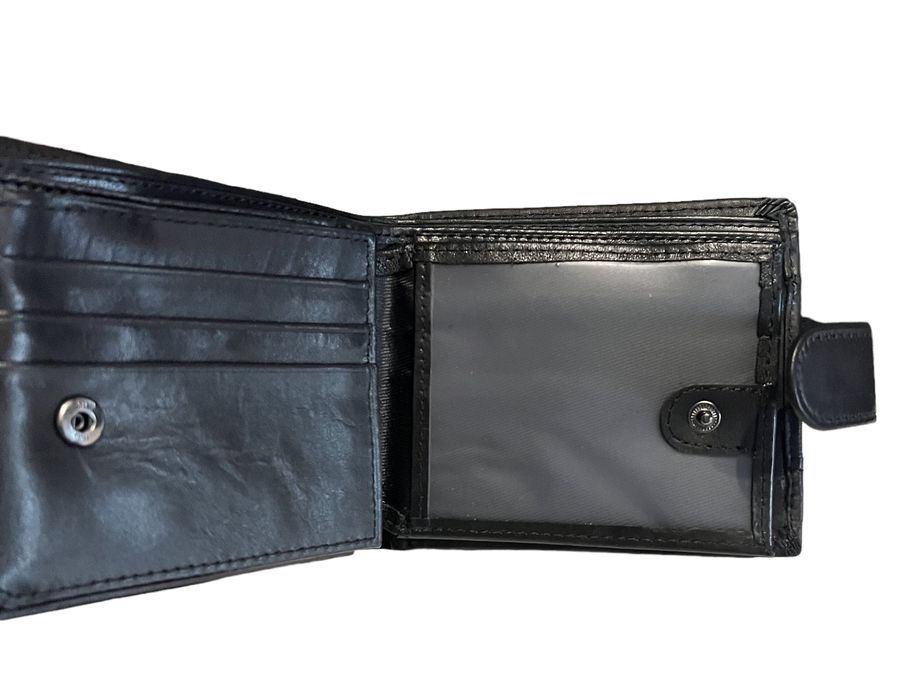 мъжки портфейл от естествена кожа телешки бокс джоб монети документи