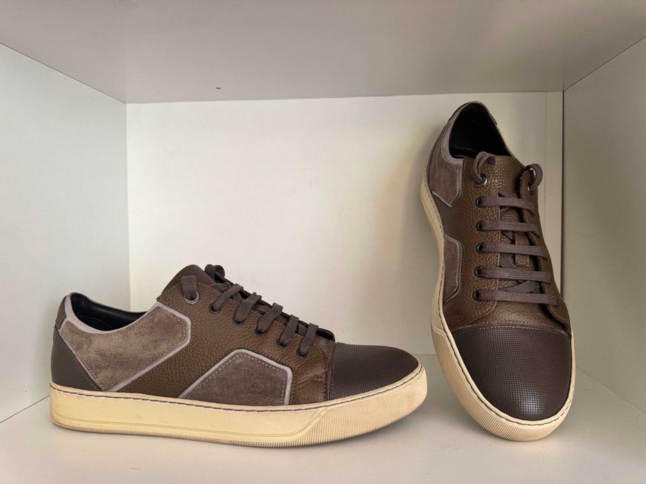 Pantofi sport eleganti Lanvin Tennis Basse Puzzle maro - Piele Naturala Premium - 350 RON