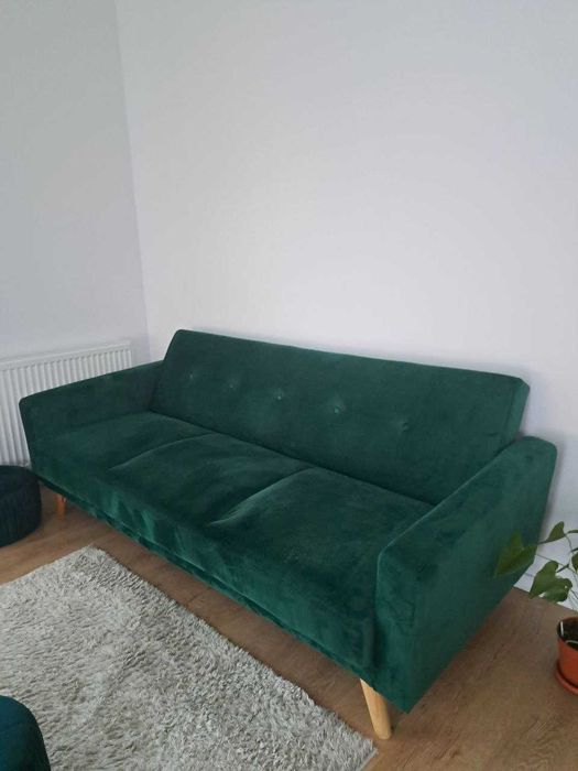 Canapea extensibila catifea verde