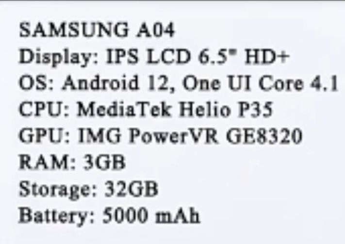 Samsung galaxy a04