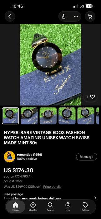 Ceas dama Edox Fashion Vintage Swiss Made  anii 80-90