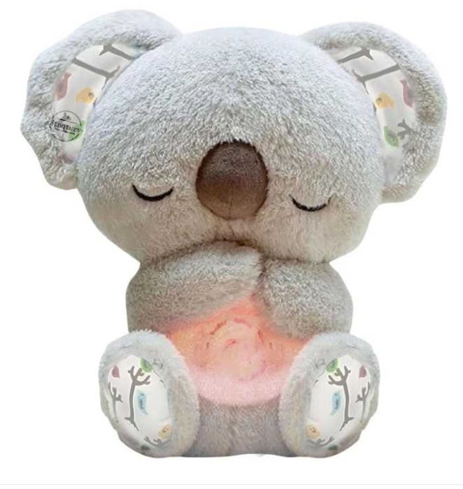 Jucarie de plus cu respiratie Koala gri cu lumina si sunet