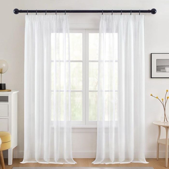 Perdea Voal Alba 220x200 cm cu Banda Fronsare