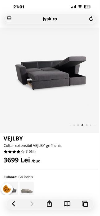 Canapea extensibila gri inchis