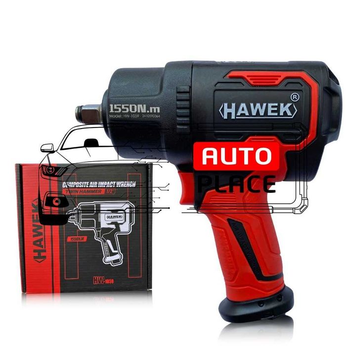 Пневматичен ударен гайковерт с къс шпиндел 1/2“ 1550Nm HAWEK