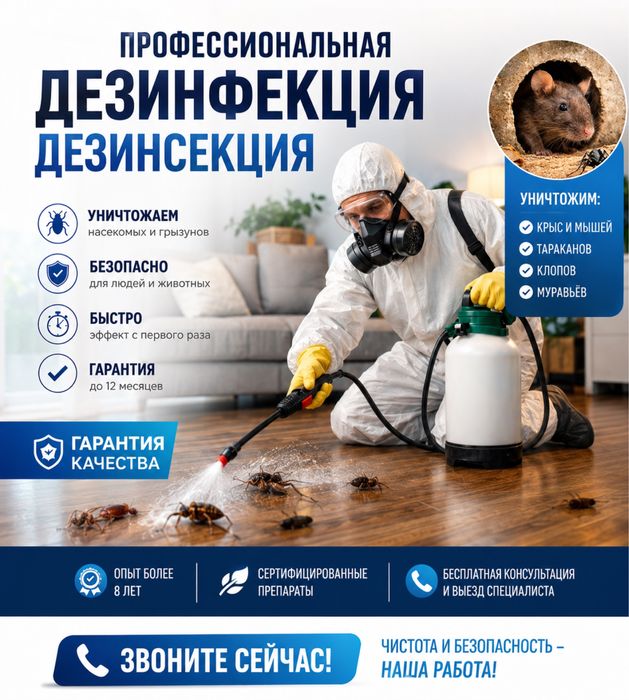 Дезинсекция дезинфекция клоп таракан мышь насеком муравей