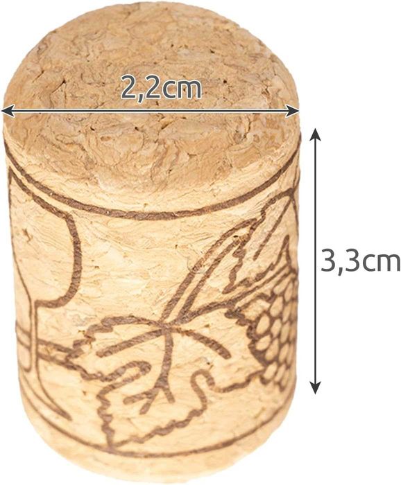 Set 100 dopuri din pluta naturala pentru sticle 2.2 x 3.3 cm