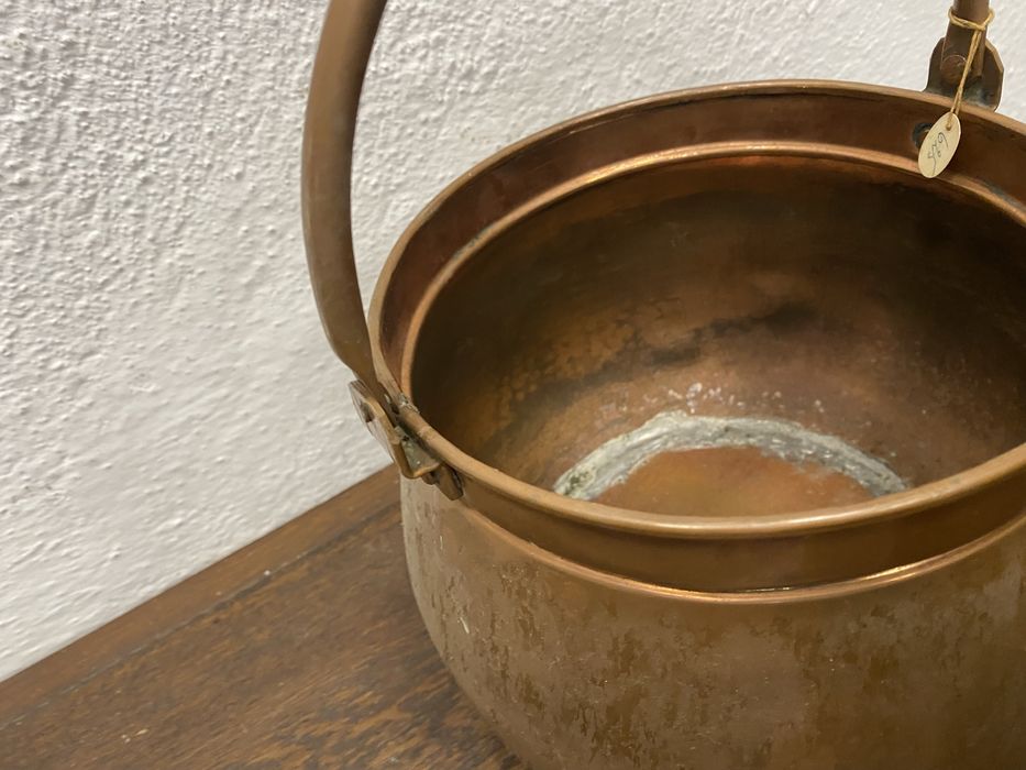 Меден съд котле с дръжка Франция 1940 1960 меден казан