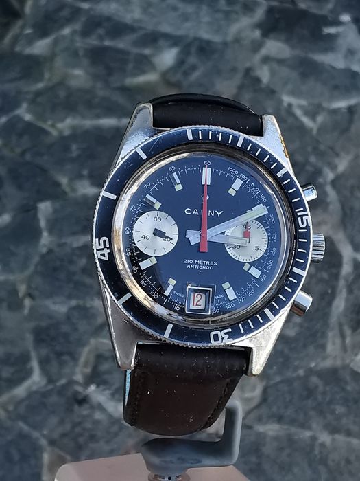 Ceas Cauny Chronograph -210 m Diver -39 mm -Funcționează perfect !