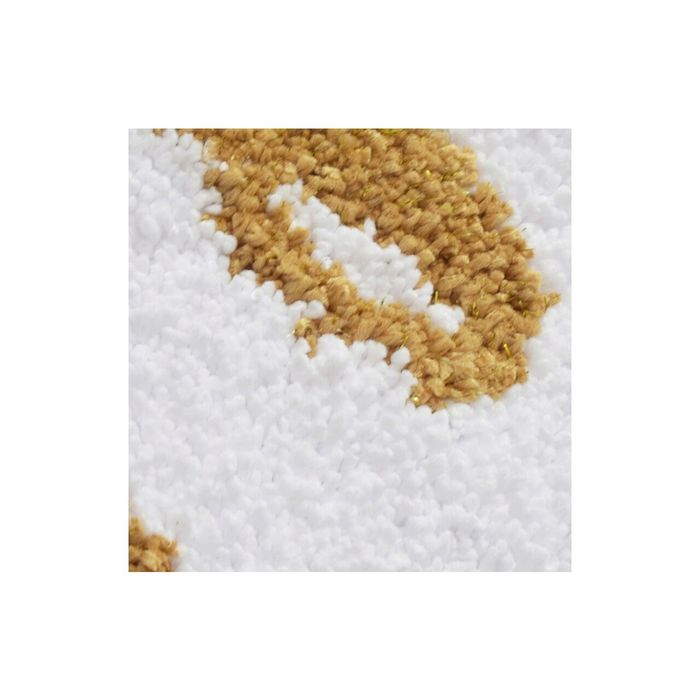 Covoras pentru baie antiaderent, pufos, 50x80 cm, alb cu auriu, Sepio