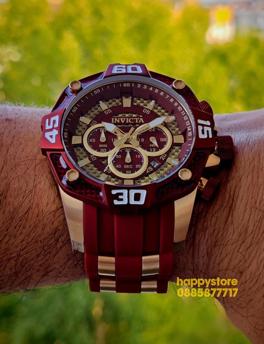INVICTA Pro Diver Rush Red/Gold 52 mm, Инвикта нов ръчен часовник
