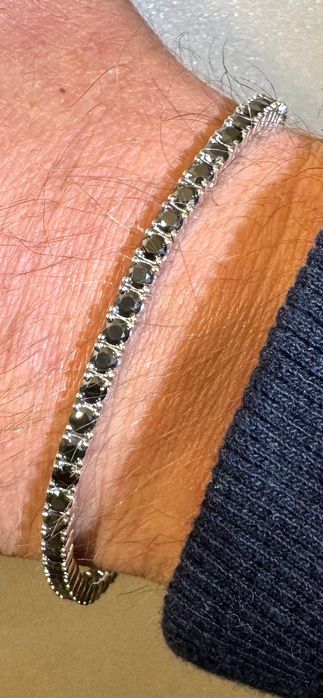 Лимитиран модел !! Тенис гривна с черни лаб. диаманти!! Мойсанити!