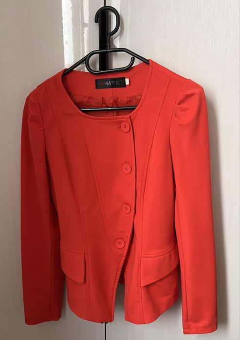 Sacou, S(36), rosu corai, cambrat