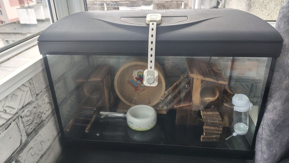Vând acvariu pești 60 litri sau hamsteri (cușcă hamsteri).