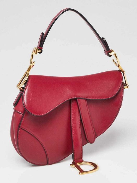Authentic Dior Saddle bag in burgundy color