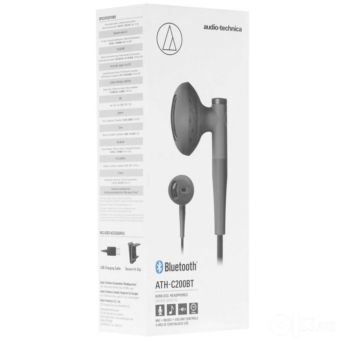 - Беспроводные вкладыши Audio-Technica ATH-C200BTBK