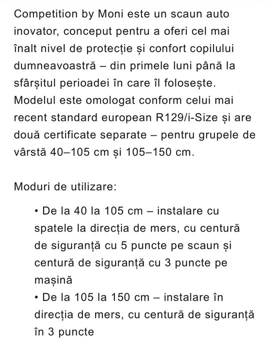 Vand scaun auto copii