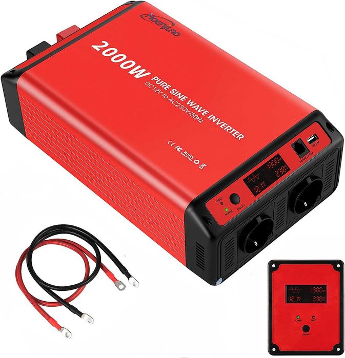 Hoenjuno 2000 W Car Inverter 12 V към 230 V 2000 W чист инвертор