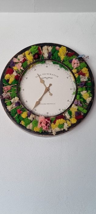 Ceas perete cu licheni  naturali