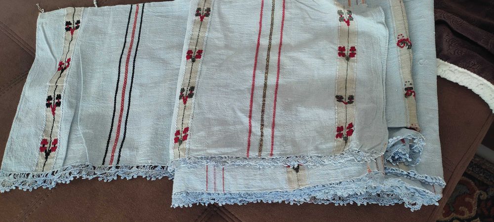 Автентичен добруджански плат* Пешкир* Памук* Ръчна бродерия/дантела
