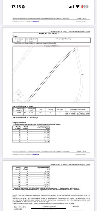 Vand teren in. Ceanu Mic la marginea satului extravilan /intravilan