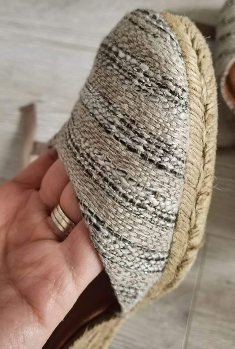 Sandale dama, piele si cv material natural