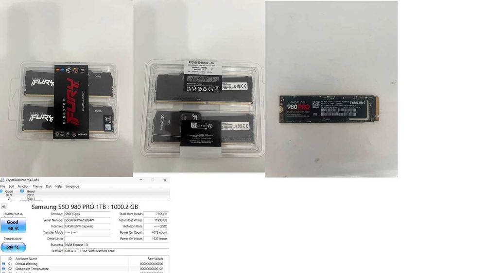 RAMI DDR5 KINGSTON 2X8Gb noi sigilate si SSD SAMSUNG 980 PRO 1 TB