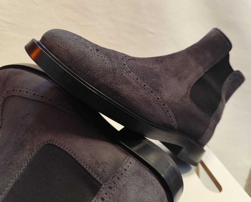 Ghete chelsea brogue 40 40.5 de lux TOD'S piele naturala premium suede