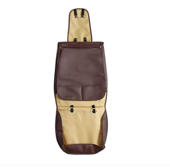 Комплект луксозна Кожена тапицерия за автомобил - Кафява/5 части.