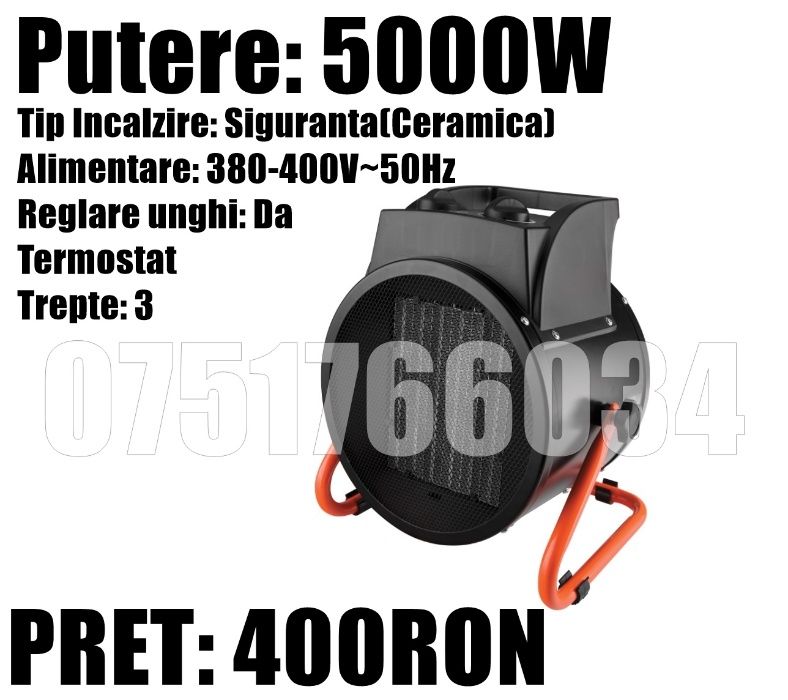 Aeroterma Suflanta Caldura Incalzire Aer Cald 2 3 5 kw Ceramica 2in1