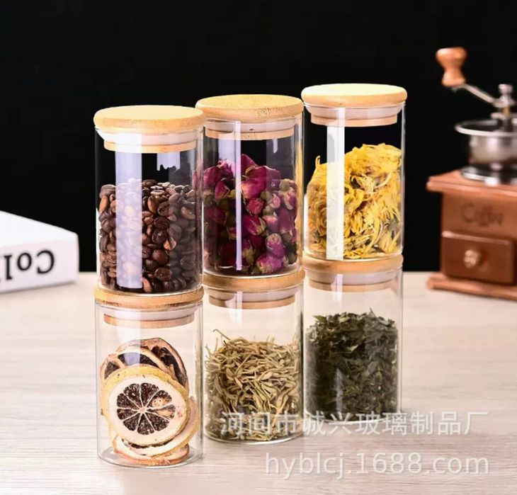 стеклянные банки с деревянными крышками 600мл