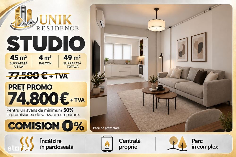 STUDIO 45 mp | Bloc nou | Biruintei – acces catre metrou Berceni