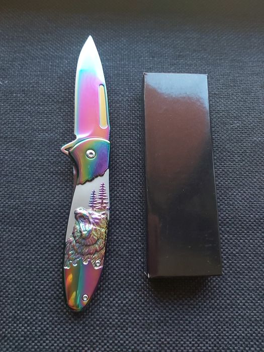 Джобен сгъваем нож с гравирана дръжка мечка,2958