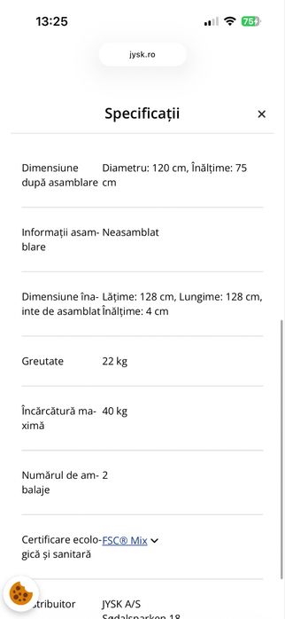 Masa rotunda cu picior, Jysk KLIPLEV, 120cm, stejar stratificat