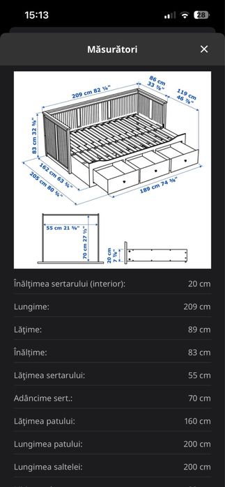 Divan Ikea 3 sertare si doua saltele